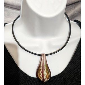 Purple And Green Lamp Work Necklace